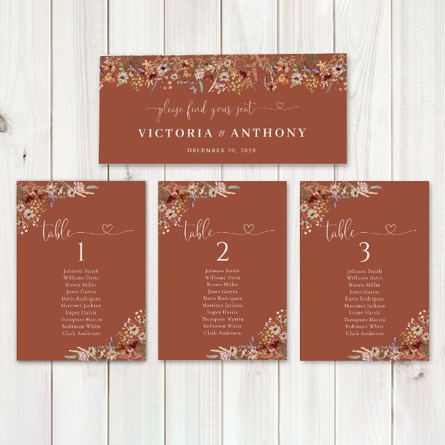 Terracotta Tiny Wildblume Wedding Head Table Sign (Von Creator hochgeladen)