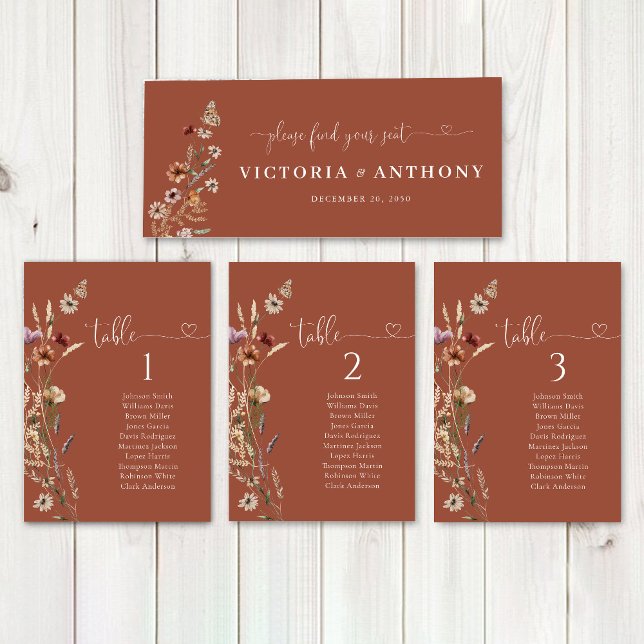 Terracotta Tiny Wildblume Wedding Head Table Sign (Von Creator hochgeladen)