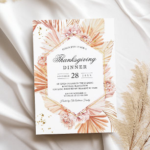 Terracotta-Trockenpalmblättriger Orangenrahmen Einladung