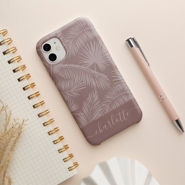 Terracotta Tropical Botanical Palm Blätter Muster iPhone 16 Hülle (Von Creator hochgeladen)
