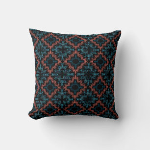 Terracotta Turquoise Black Squiggle Kleine Mosaike Kissen