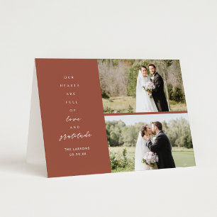 Terracotta Two Foto Folded Wedding Vielen Dank Dankeskarte