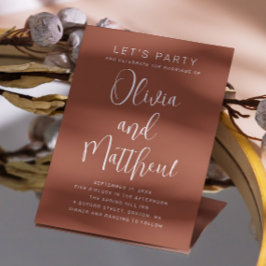 Terracotta Typografie Skript Hochzeit + QR Details Einladung