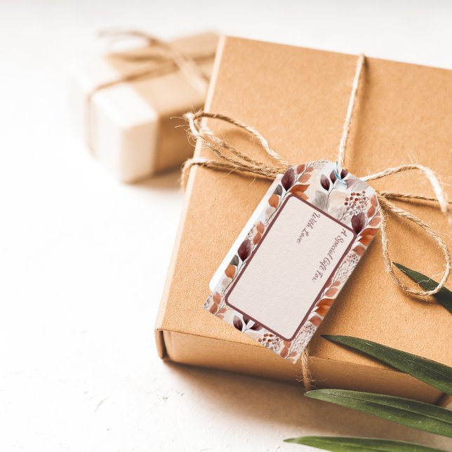 Terracotta- und Burgundy-Herbstlaube | Boho Autumn Geschenkanhänger (Von Creator hochgeladen)