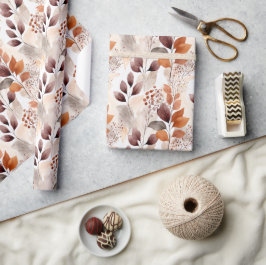 Terracotta- und Burgundy-Herbstlaube | Boho Autumn Geschenkpapier