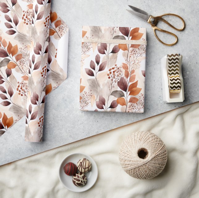Terracotta- und Burgundy-Herbstlaube | Boho Autumn Geschenkpapier (Kunsthandwerk)