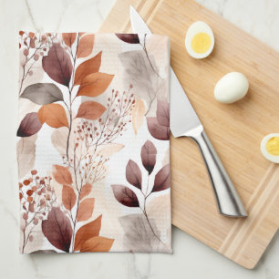 Terracotta- und Burgundy-Herbstlaube Boho Autumn Geschirrtuch