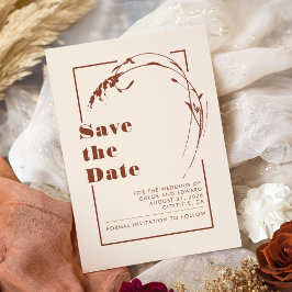Terracotta und Ecru Save the Date Minimalistisch