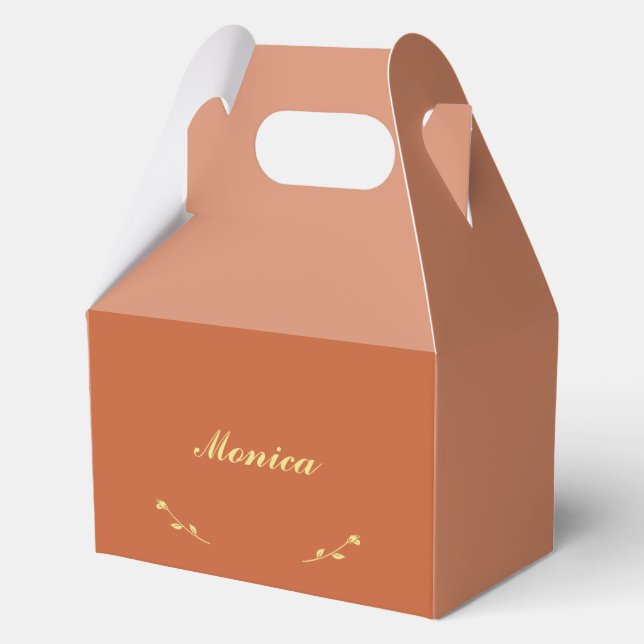 Terracotta und Gold Bridesmaid Gefälligkeitsboxen Geschenkschachtel (Vorderseite)
