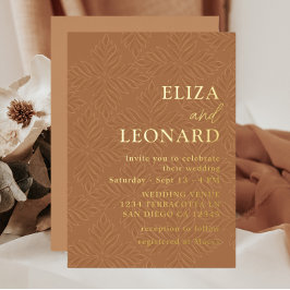 Terracotta und Gold Minimalistischer Fall Folieneinladung