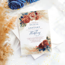 Terracotta und Navy Blue Floral Elegante Hochzeit