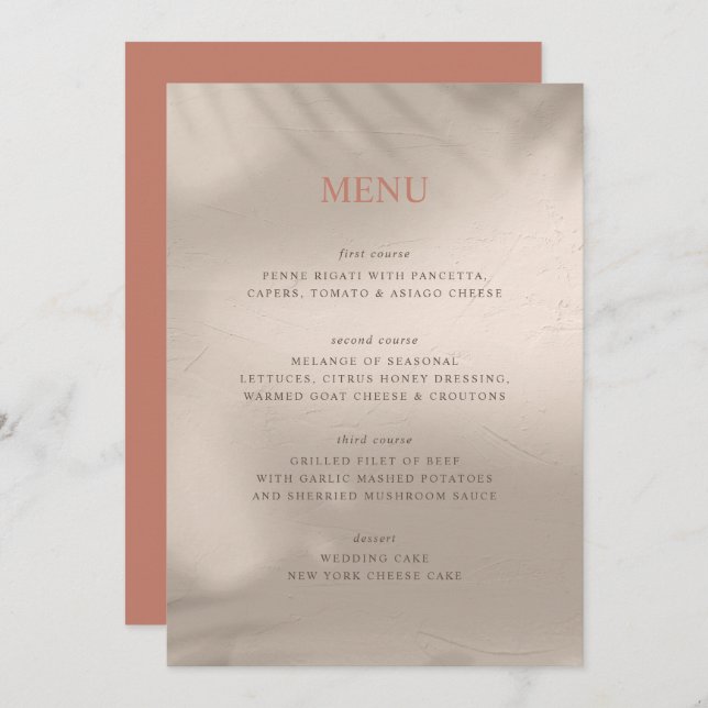 Terracotta und Sand Elemental Menükarte (Vorne/Hinten)