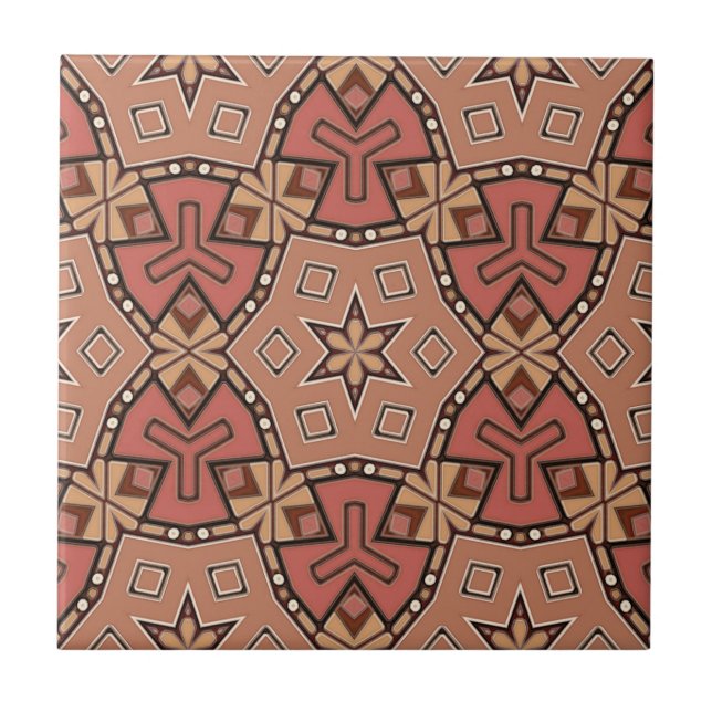 Terracotta und Tan Honeycomb Tile Pattern Fliese (Vorderseite)