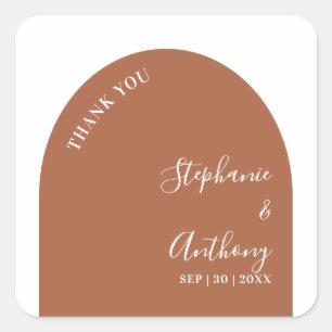 Terracotta und White Arch Wedge Quadratischer Aufkleber