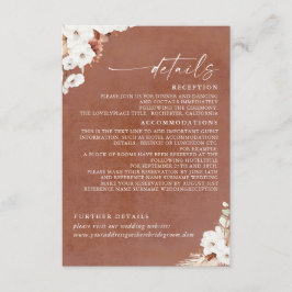 Terracotta und White Blume Boho Hochzeiten Details Begleitkarte