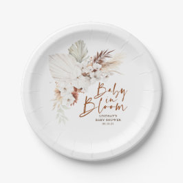 Terracotta und White Blume Boho Kinderdusche Pappteller