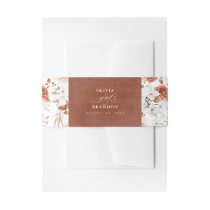 Terracotta und White Blume Boho Wedding Einladungsbanderole