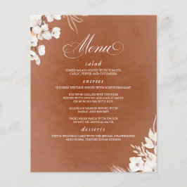 Terracotta und White Blume Boho Wedding Menu Flyer