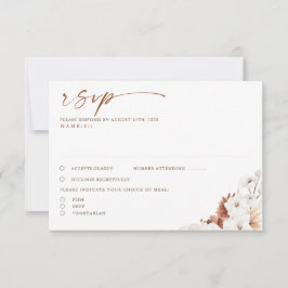 Terracotta und White Floral Boho Wedding RSVP Karte