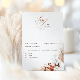 Terracotta und White Floral Boho Wedding RSVP Karte