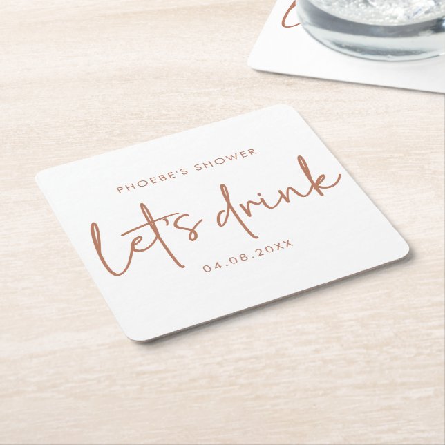 Terracotta und White Minimalistisch Dusche Unterse Rechteckiger Pappuntersetzer (angewinkelt)