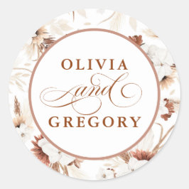 Terracotta und White Orchid Blume Boho Wedding Runder Aufkleber