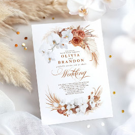 Terracotta und White Orchids Blume Boho Wedding Einladung
