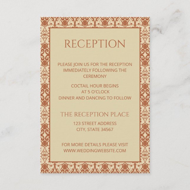 Terracotta Vintag Boho Wedding Begleitkarte (Vorderseite)