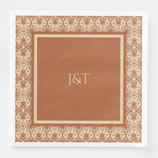 Terracotta Vintag Boho Wedding Serviette (Vorderseite)