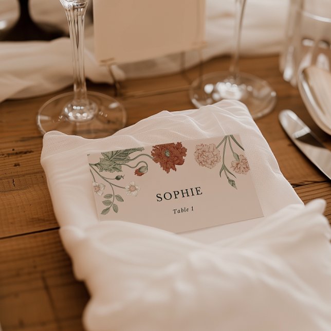 Terracotta Vintag Floral Wedding Platzkarte (Von Creator hochgeladen)