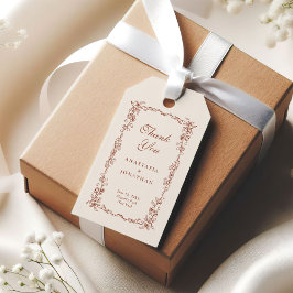 Terracotta Vintag Floral Wedding Vielen Dank Geschenkanhänger