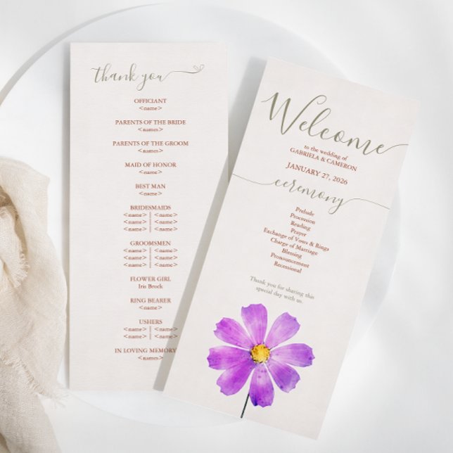 Terracotta Watercolor Daisy Wedding Program Programm (Von Creator hochgeladen)