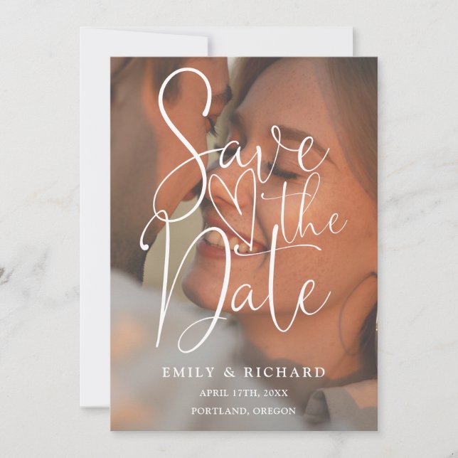 Terracotta Wedding 2 Foto Elegantes Script Save The Date (Vorderseite)