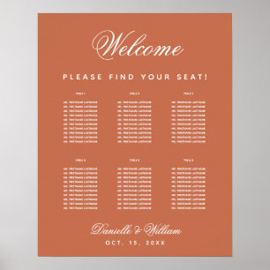 Terracotta Wedding 6 Table Simple Seating Chart Poster
