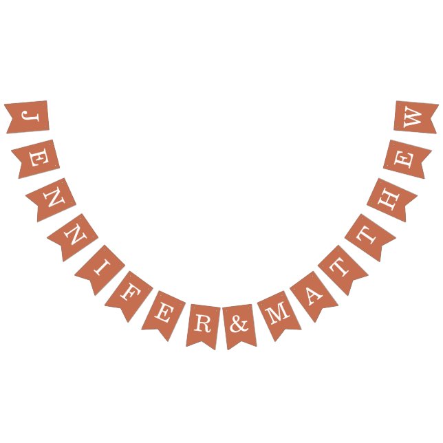 Terracotta Wedding Bride Groom Names Simple Brown Wimpelkette (Alle)