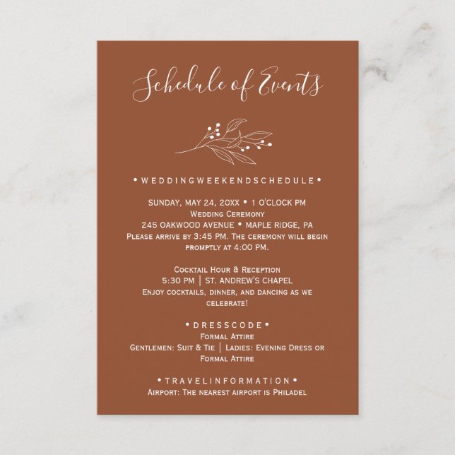 Terracotta Wedding Card Begleitkarte (Vorderseite)