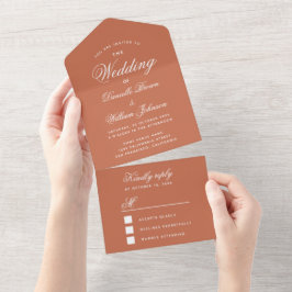 Terracotta Wedding Elegante Calligrafy Einfache UA All In One Einladung
