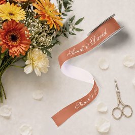 Terracotta Wedding Elegante White Calligraphy Brow Satinband