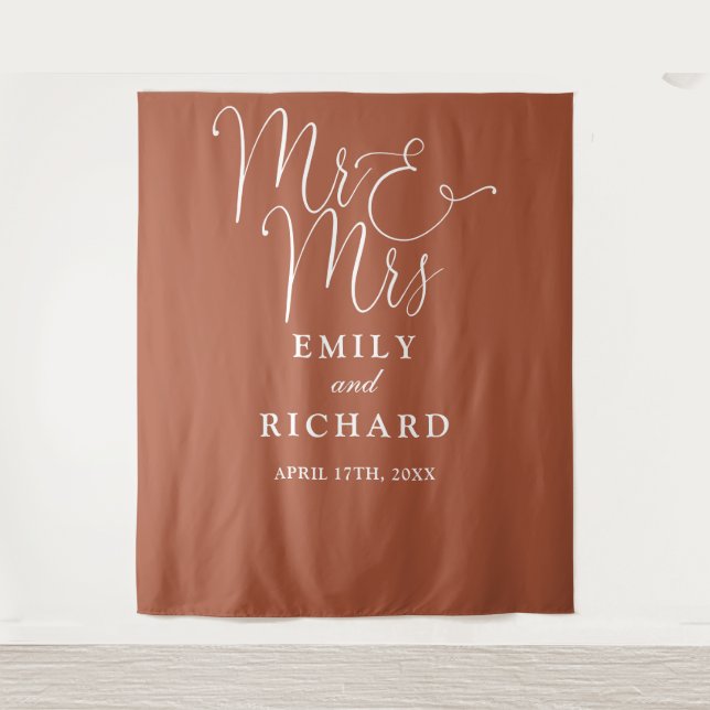 Terracotta Wedding Foto Hintergrund Wandteppich (Vorderseite)