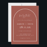 Terracotta Wedding Invitation Arch Einladung<br><div class="desc">Kann vollständig an Ihre Bedürfnisse angepasst werden, um Ihren Anzug zu erfüllen. Optional: Die Hintergrundfarbe und die Schriftart können an Ihr Thema angepasst werden. © Gorjo Designs. Made for you via Zazzle Plattform. // Sie suchen passende Artikel? Andere Schreibwaren aus dem Set, die im Bereich "Sammlungen" meines Ladens erhältlich sind....</div>