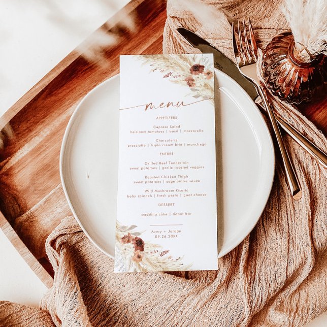 Terracotta Wedding Menu | Boho Pampas Grass (Von Creator hochgeladen)