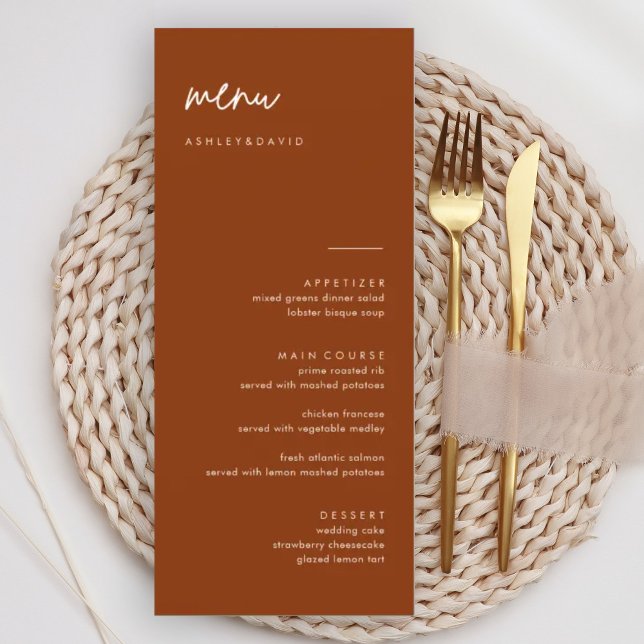 Terracotta Wedding Menu Cards Menükarte (Von Creator hochgeladen)
