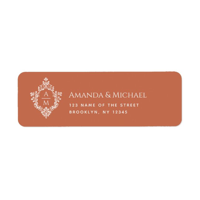 Terracotta Wedding Monogram Vintages Wappen (Vorne)