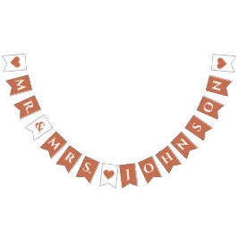 Terracotta Wedding Mr. & Mrs. 7 Letter Name Hearts Wimpelkette