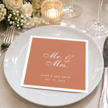 Terracotta Wedding Mr. und Mrs. Brown White Script
