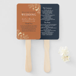 Terracotta Wedding Program Hand Fan Fächer