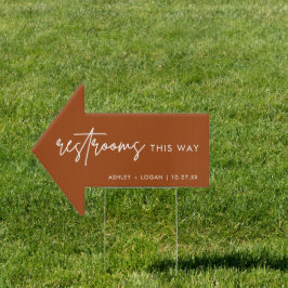 Terracotta Wedding Restrooms This way Arrow Sign Gartenschild