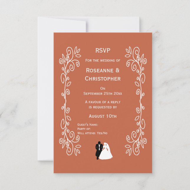 Terracotta Wedding RSVP Card Bridge Design (Vorderseite)