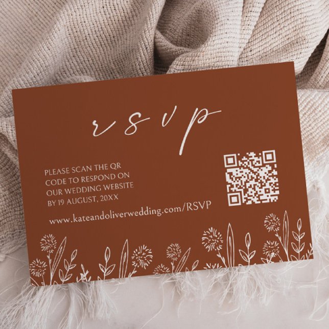 Terracotta Wedding RSVP | QR-Code-Umschließungskar Mitteilungskarte (Von Creator hochgeladen)