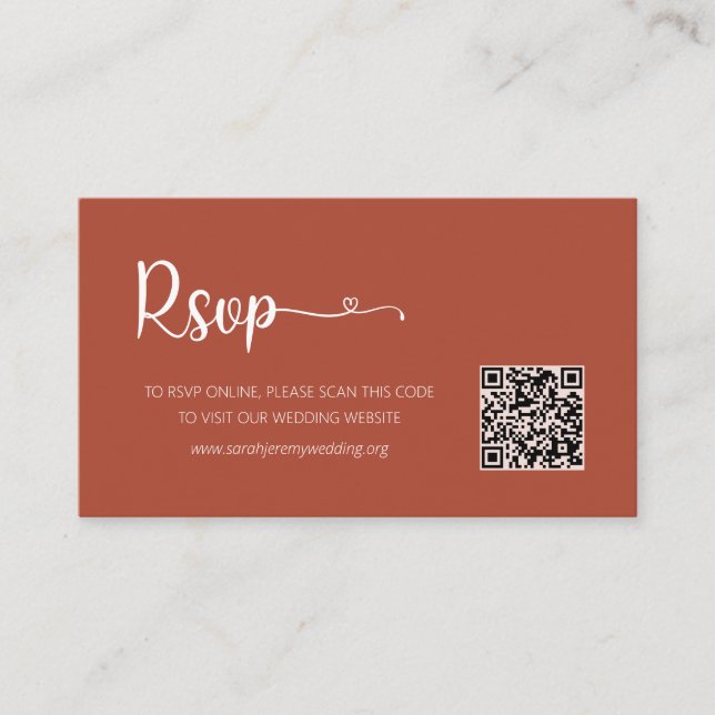 Terracotta Wedding RSVP Website Enclosure Card Begleitkarte (Vorderseite)